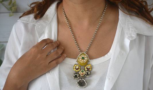 Meghduri Pachi Kundan Pendant Stone Pendant Set