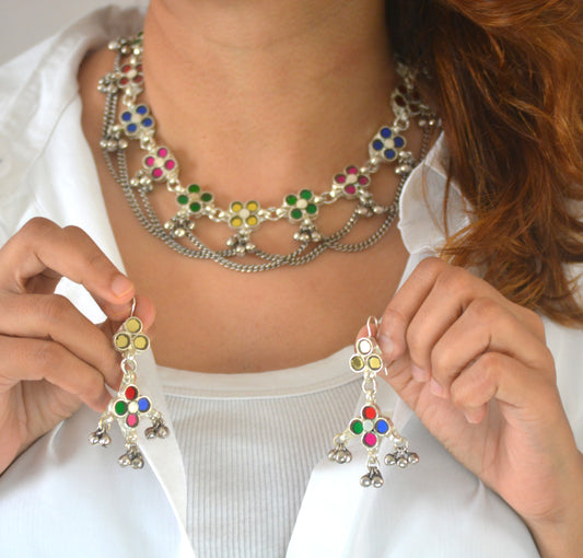 Sonal Glass Necklace Set with Earrings