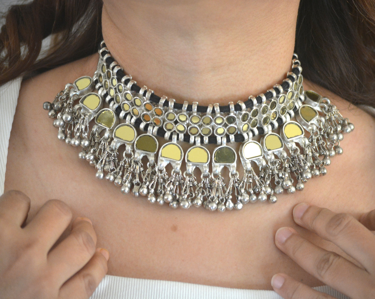 Saumya Golden Glass Choker Necklace