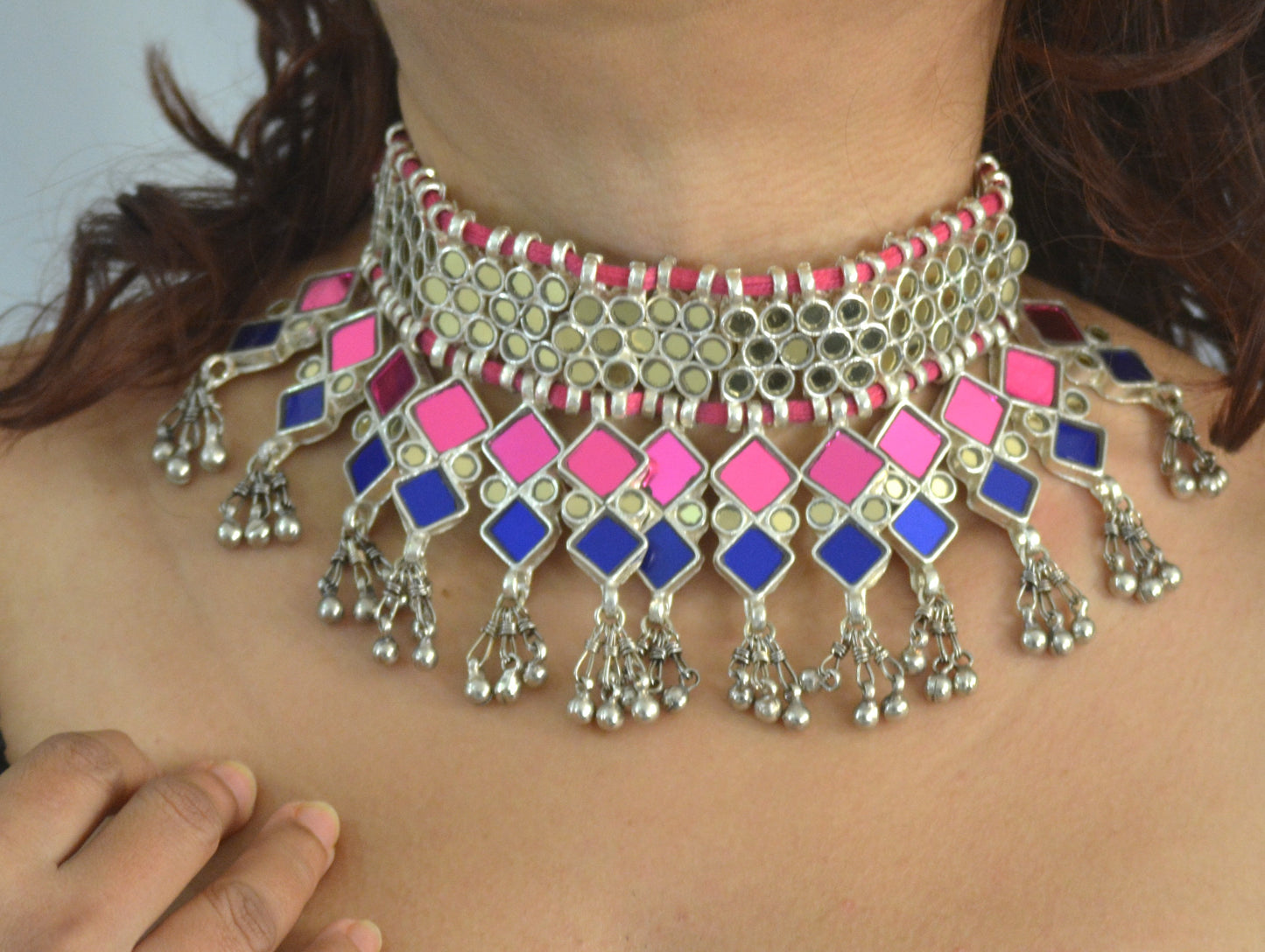 Mohe Heavy Glass Choker Necklace