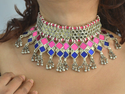 Mohe Heavy Glass Choker Necklace