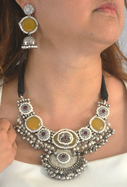 Sumedha Brass and Stone Designer Necklace Set