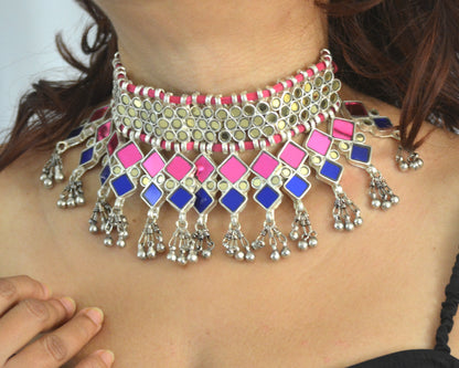 Mohe Heavy Glass Choker Necklace