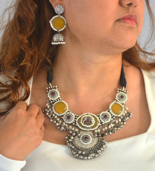 Sumedha Brass and Stone Designer Necklace Set