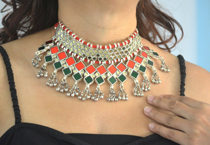 Mohe Heavy Glass Choker Necklace