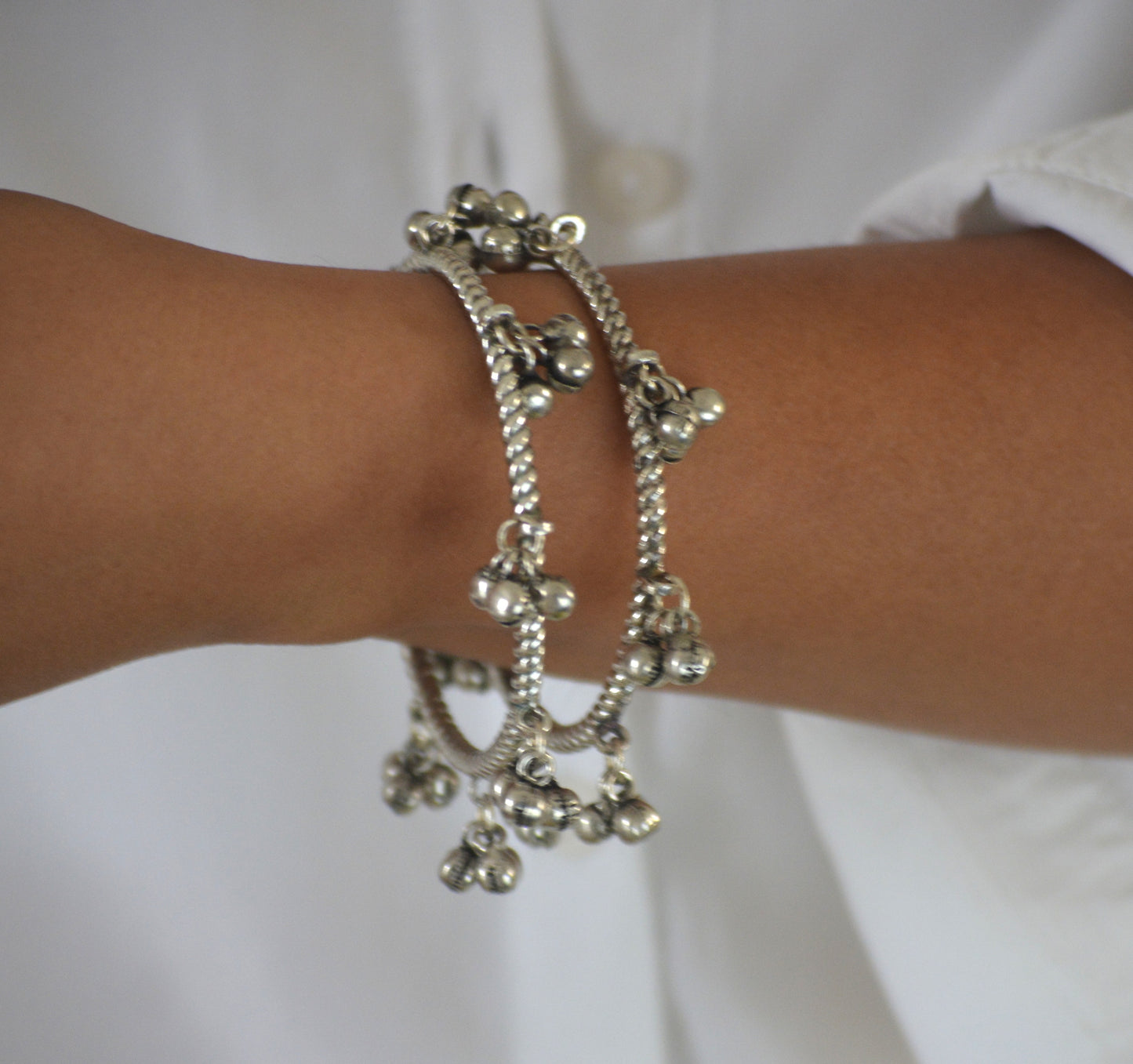 Ghungroo Kada Free Size Silver - Pair of 2