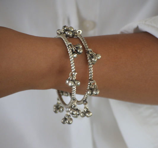 Ghungroo Kada Free Size Silver - Pair of 2