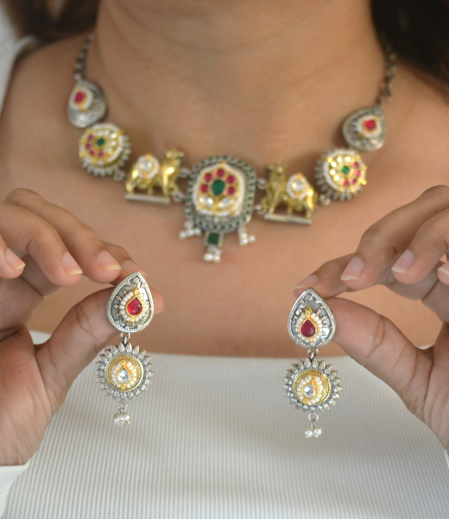 Shikha Pachi Kundan Festive Necklace Set