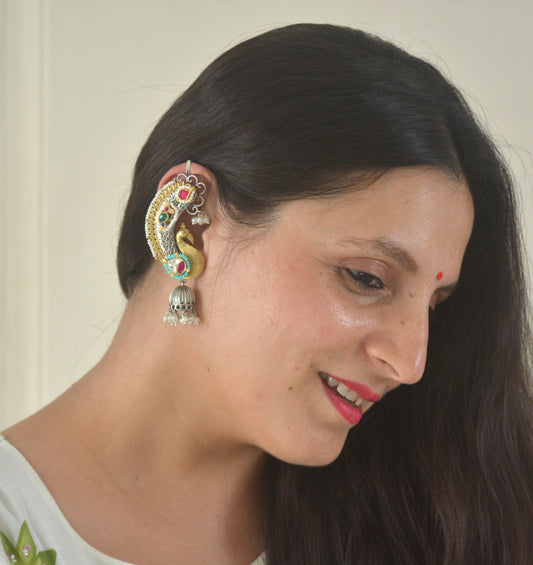 Designer Pachi Kundan Ear cuffs with Earrings
