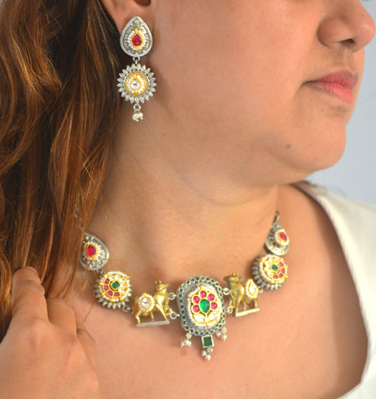 Shikha Pachi Kundan Festive Necklace Set