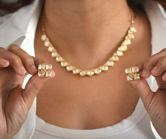 Sharanya Moissanite Kundan Sleek Necklace set