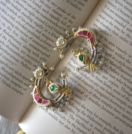Pachi Kundan Stud Crescent Moon Style Earrings
