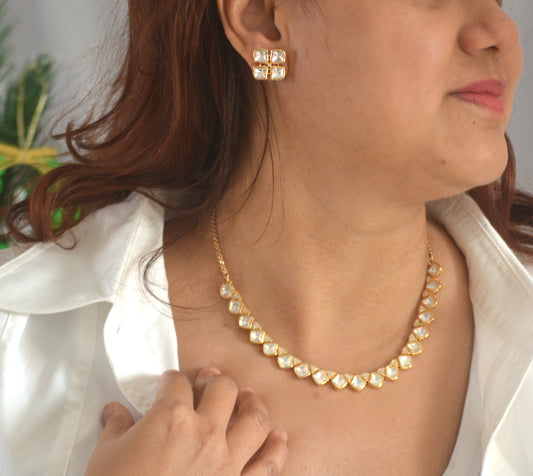 Sharanya Moissanite Kundan Sleek Necklace set