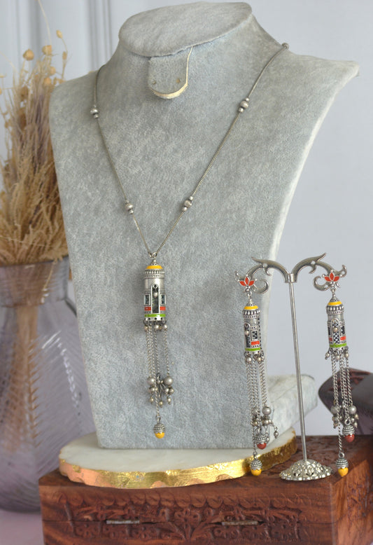 Misoni Handpainted Pendant and Earrings Set