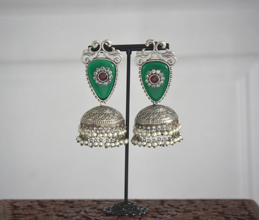 Mona Stone Brass Earrings