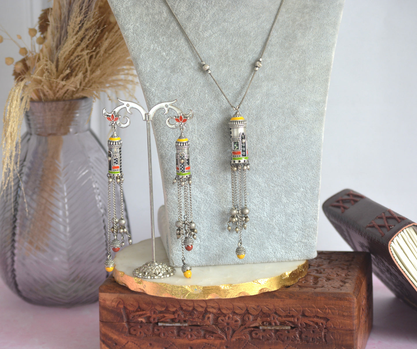 Misoni Handpainted Pendant and Earrings Set