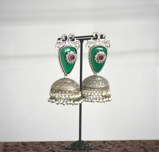 Mona Stone Brass Earrings