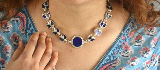 Medha blue glass choker
