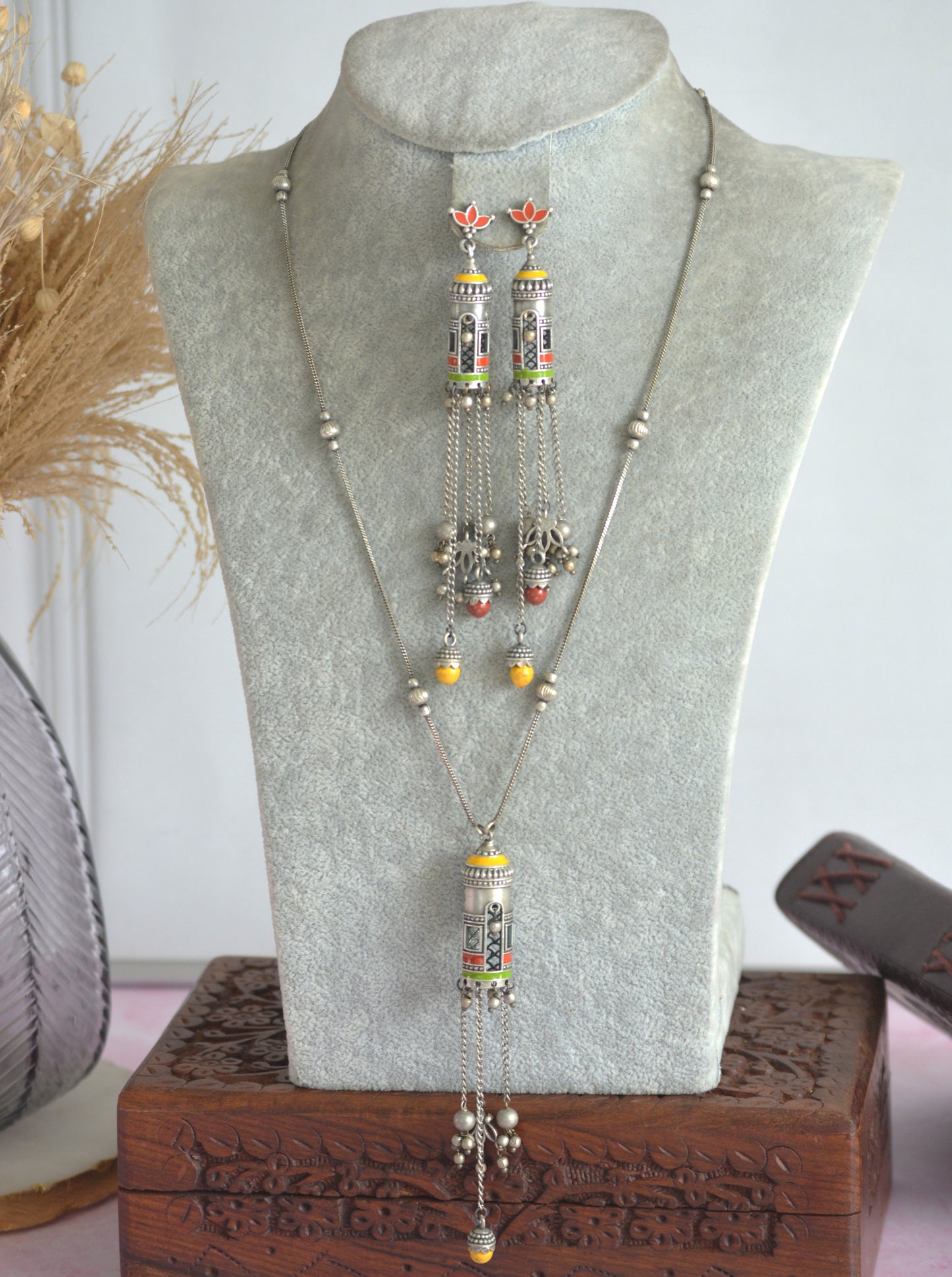 Misoni Handpainted Pendant and Earrings Set