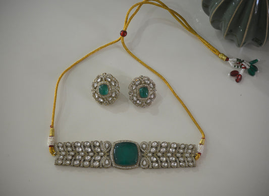 Minal Kundan Necklace Set with Stud Earrings
