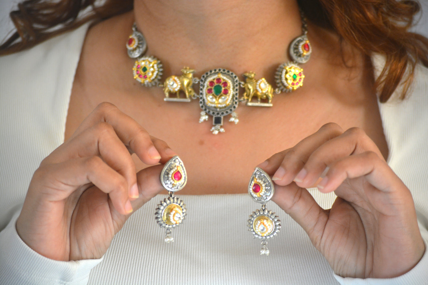 Shikha Pachi Kundan Festive Necklace Set