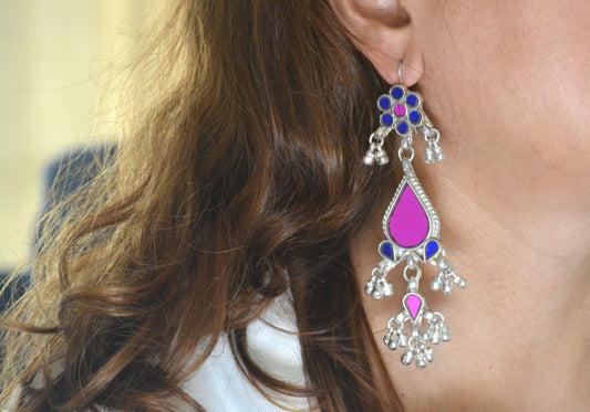 Ragini Long Heavy Glass Earrings