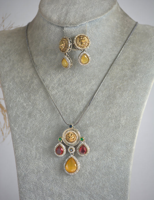 Satya Paul Inspired stone pendant set