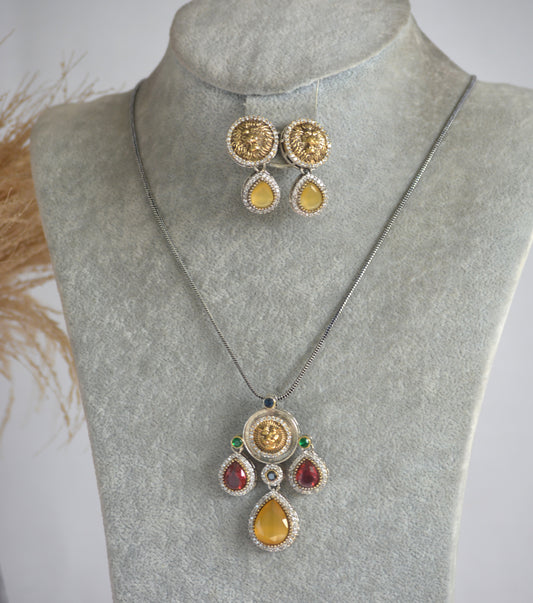 Satya Paul Inspired stone pendant set