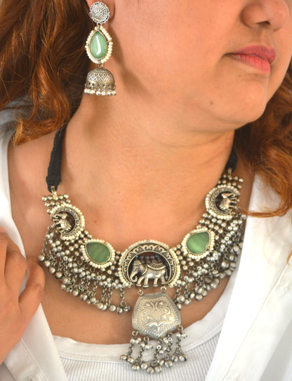 Nidha Gajraj Brass and Stone Designer festive necklace set