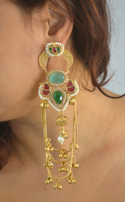 Tarana Kashmiri Long and Heavy Earrings