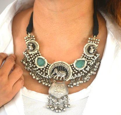 Nidha Gajraj Brass and Stone Designer festive necklace set