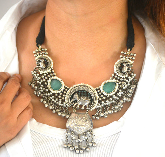 Nidha Gajraj Brass and Stone Designer festive necklace set