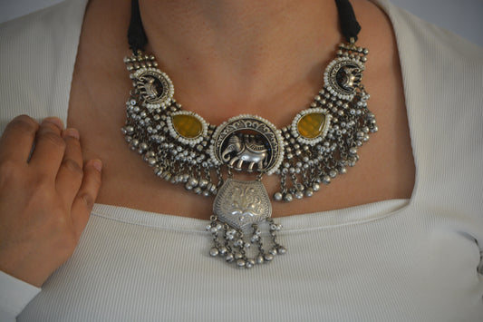 Nidha Gajraj Brass and Stone Designer festive necklace set