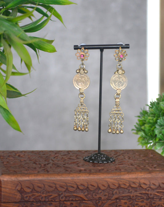 Bahar Long Lightweight Afghani Earrings