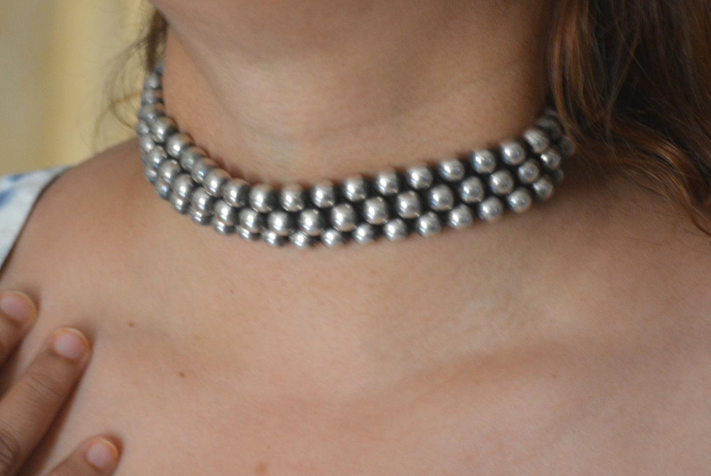 Tara 3 ball choker necklace