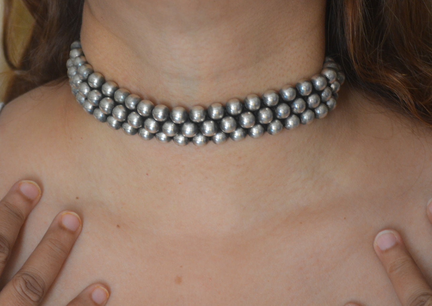 Tara 3 ball choker necklace