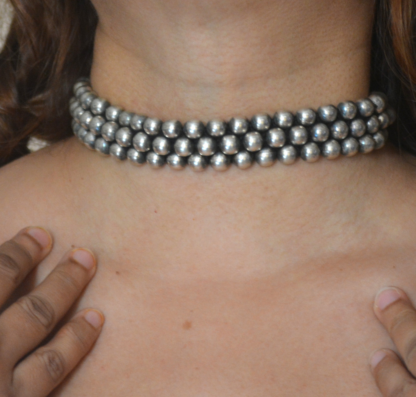 Tara 3 ball choker necklace