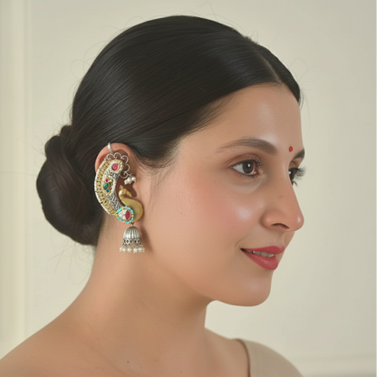 Designer Pachi Kundan Ear cuffs with Earrings
