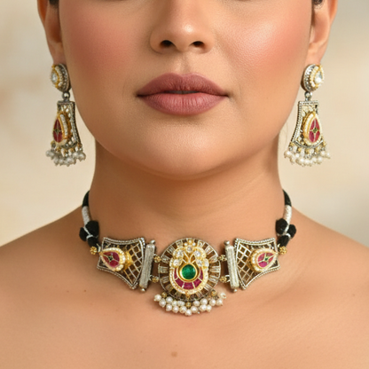 Godavari Pachi Kundan Choker Necklace Set