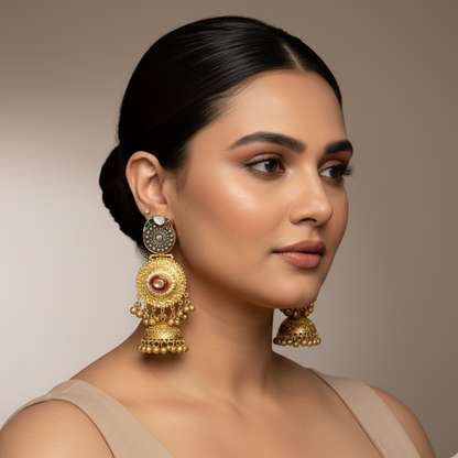 Indira Pachi Kundan Designer Earrings