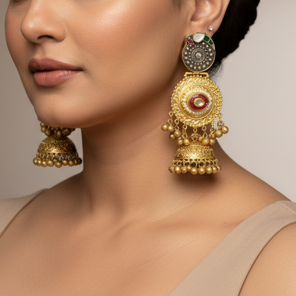 Indira Pachi Kundan Designer Earrings