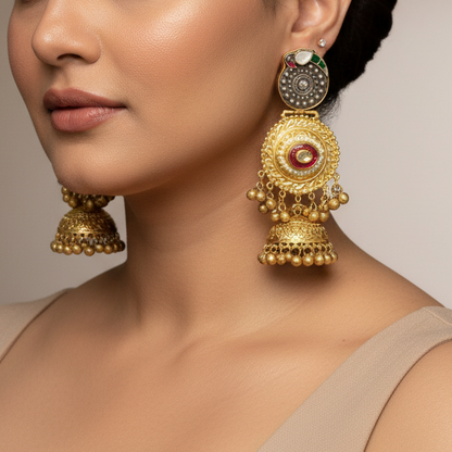 Indira Pachi Kundan Designer Earrings
