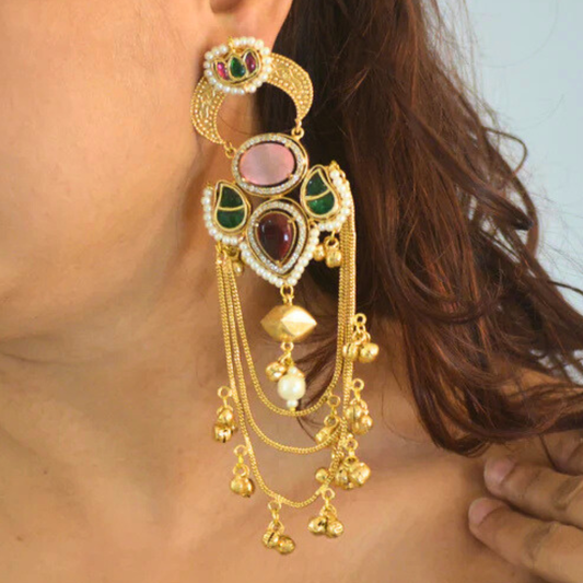 Tarana Kashmiri Long and Heavy Earrings