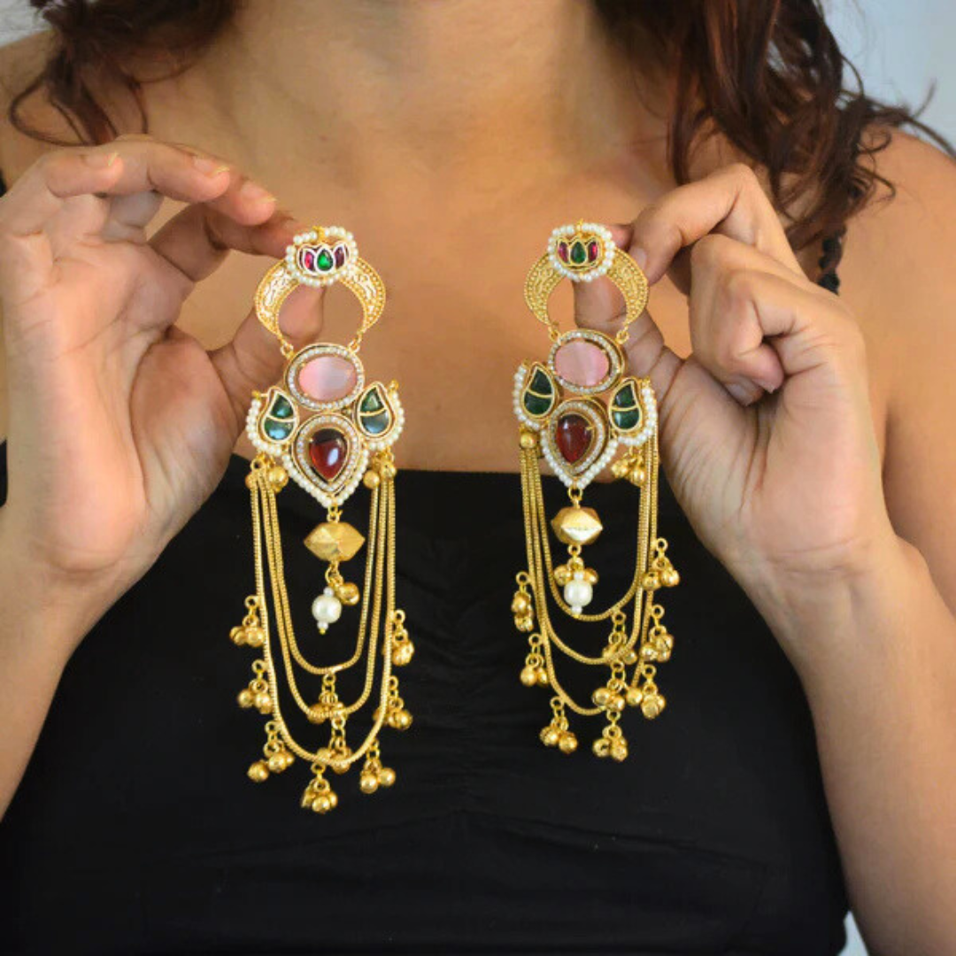 Tarana Kashmiri Long and Heavy Earrings