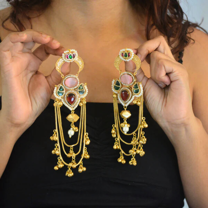 Tarana Kashmiri Long and Heavy Earrings
