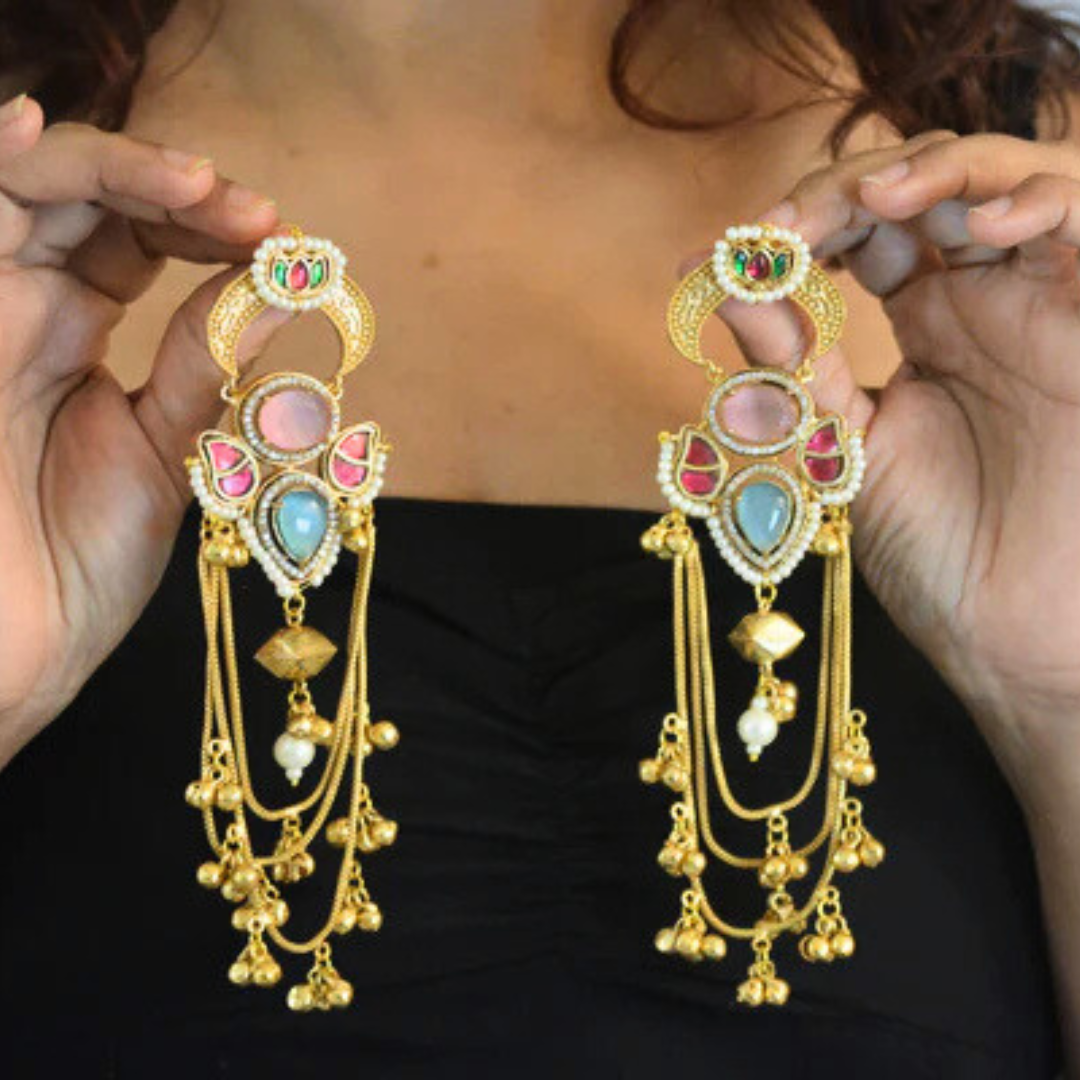 Tarana Kashmiri Long and Heavy Earrings