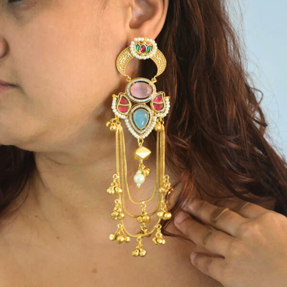 Tarana Kashmiri Long and Heavy Earrings