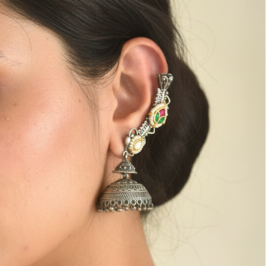 Komal Designer Earrings with Earcuffs -Comes in a Pair