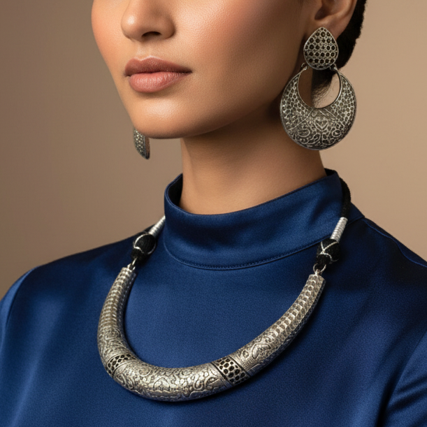 Mahua Brass Necklace Set Extendable