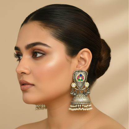 Meghna Pachi Kundan Brass Jhumkas